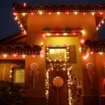 Themed Christmas With Candy Themed Christmas Decorating Idea With Oversized Lollipop Mounted On Front Door And Stunning Exterior Light Fixtures Outdoor Magnificent Lighting Fixture For A Wonderful Outdoor Design