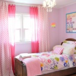 Contemporary Kids Pink Captivating Contemporary Kids Bedroom Applying Pink Accent Wall Color Matched With Dual Kids Room Curtains And Completed With Single Bed On Wooden Platform Plus White Nightstand In Round Design Decoration The Better Appearance Through The Kids Room Curtains