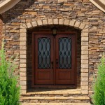 Entrance With With Captivating Entrance With Canopy Furnished With French Artistic Front Door Ideas In Dark Brown With Black Door Levers And Glass Custom Completed With Lantern Exterior Front Door Ideas: The “Face” Of The House