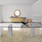 Glass Table Wall Captivating Glass Table Or Round Wall Mirror Decor Feat Awesome White Leather Dining Chairs And Fluffy Area Rug Dining Room  White Leather Dining Chairs Inducing Beauty As Well As Elegance 