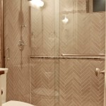 Herringbone Bathroom Pattern Captivating Herringbone Bathroom Wall Tile Pattern Feat Smart Sliding Glass Shower Door And Two Piece Toilet  Sliding Door Model For Exclusive Shower Time 
