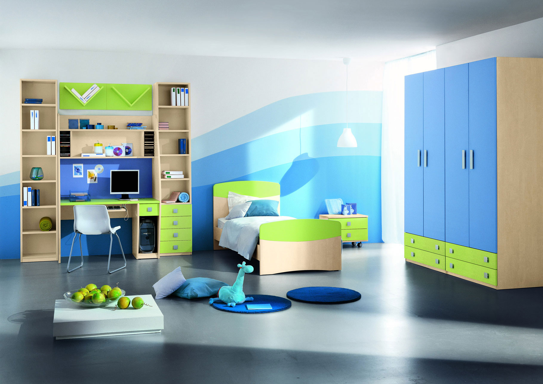 Kids Room Applying Captivating Kids Room Paint Ideas Applying White And Blue Color Furnished With Single Bed And Nightstand Also Completed With Desk And Cupboard Plus Pendant Lamp Kids Room Colorful And Pattern Kids Room Paint Ideas