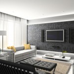 Modern Living Wall Captivating Modern Living Room With Wall Flat Screen TV Of Living Room Decorating Ideas Furnished With Sofa And Chairs Plus Black Tufted Ottomans Living Room Tips For Living Room Decorating Ideas