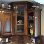 Window Closed Tile Casual Window Closed Calm Backsplash Tile Color And Wooden Corner Kitchen Cabinet Plus Interesting Wall Art On Top Part Kitchen Corner Kitchen Cabinet: What To Do To Avoid Awkward Look On It