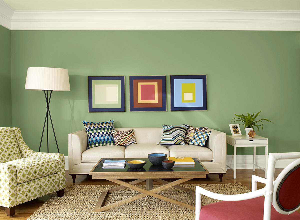 Green Living Ideas Charming Green Living Room Paint Ideas With Wall Decorations Furnished With Flooring Stand Lamp And Sofa Completed With Chairs And Table Living Room Modern Living Room Paint Ideas With Color Combination