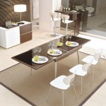 Modern Dining Contemporary Charming Modern Dining Room With Contemporary Dining Room Sets Completed With White Chairs And Elongated Table On Rug And Furnished With Table Lighting On Cupboards Dining Room The Design Contemporary Dining Room Sets