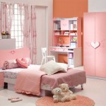 Pink Wall Decorating Charming Pink Wall Kids Bedroom Decorating With Small White Table Lamp Kids Furniture And Modern Kids Desk And White Chair Design Also Round Fur Rug Colorful Design Ideas Bedroom Kids Bedroom Sets: Combining The Color Ideas