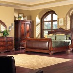 Large Rug Arched Comfortable Large Rug And Big Arched Windows Feat Leather Sleigh Bed In Rustic Bedroom Design Bedroom Rustic Bedroom Ideas With Delightful Interiors And Furniture