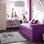 Purple Bed Inside Comfy Purple Bed And Chair Inside Cool Teen Bedrooms With Unusual Wall Decal Bedroom Cool Teen Bedrooms Using Black And White Interior Theme