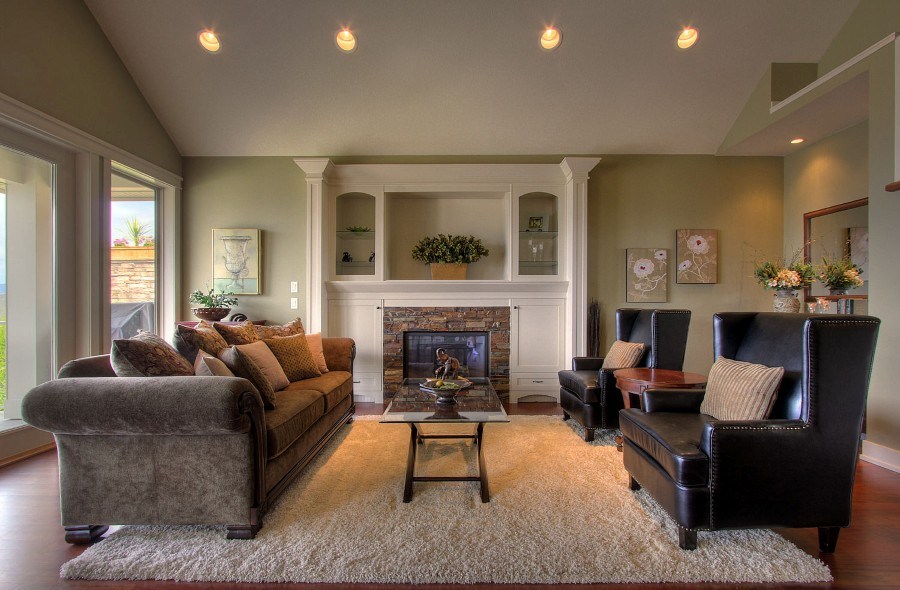Fireplace Cabinets Leather Compact Fireplace Cabinets Also Black Leather Accent Chairs And Cozy Shag Living Room Rug Plus Brown Couch Design Living Room  Charming Styles Of Living Room Rugs 