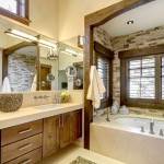 Floating Cabinets Vanity Compact Floating Cabinets Also Neon Vanity Mirror Lighting Idea Feat Oval Drop In Bathtub In Rustic Bathroom Design Bathroom  Rustic Bathroom Ideas Present Elegant Bathroom 