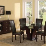 Buffet Or Shade Contemporary Buffet Or Black Lamp Shade Idea And Unique Small Round Dining Table With Glass Top Feat High Back Leather Chairs Design Dining Room  Small Dining Table For Minimalist Stylish Design 