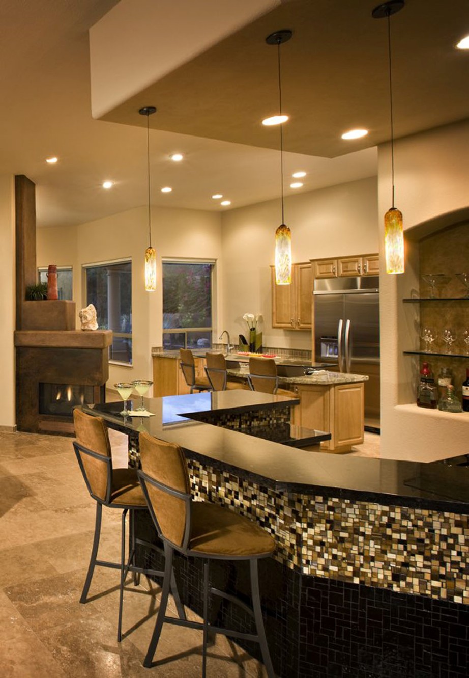 Extra Tall And Contemporary Extra Tall Bar Stools And Mosaic Tile Idea Plus Cute Ceiling Lights Also Corner Fireplace Design Furniture  Striking Extra Tall Bar Stools That Can Provide Comfort 