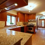 Kitchen Design With Contemporary Kitchen Design Interior Decorated With Marvelous Wooden Kitchen Cabinet And Cream Granite Kitchen Countertops Decor Popular Granite Kitchen Countertops You Can Recreate At Home!