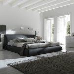 Leather Upholstered Feat Contemporary Leather Upholstered Bed Design Feat Unique Large Area Rug In Black And White Bedroom Idea Bedroom  Applying Black And White Bedroom Ideas 