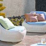 Outdoor Furniture White Contemporary Outdoor Furniture Design With White Wicker Sofa Completed With Green And Beige Sofa Pillow Decor Ideas Furniture Contemporary Outdoor Furniture As A Companion To Nature