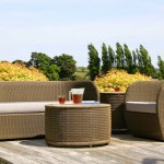 Outdoor Furniture Wicker Contemporary Outdoor Furniture Design With Wicker Sofa And Round Coffee Table Decorated With Wooden Deck Flooring Furniture Contemporary Outdoor Furniture As A Companion To Nature