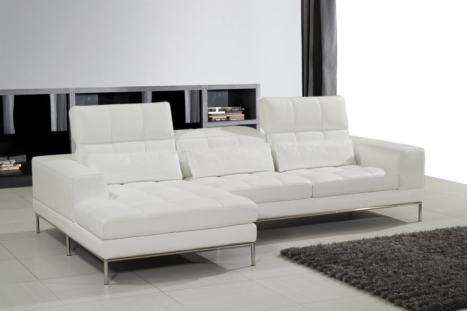 Tile Living Plus Contemporary Tile Living Room Floor Plus Black Shag Rug Idea And Trendy White Leather Sectional Sofa Design Furniture  Awesome Modern Luxury White Leather Sofa 