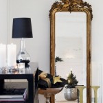 Black Table Glass Cool Black Table Lamp With Glass Base Feat Luxurious Large Wall Mirror With Gold Ornately Frame Design Interior Design  Large Wall Mirrors Beautifying Each Your Interior Space Well 