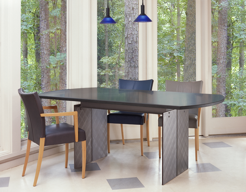 Blue Pendant Black Cool Blue Pendant Lights Feat Black Leather Chairs And Modern Granite Dining Table With Metal Legs Idea Dining Room  Granite Dining Table Brings Cool Styles 