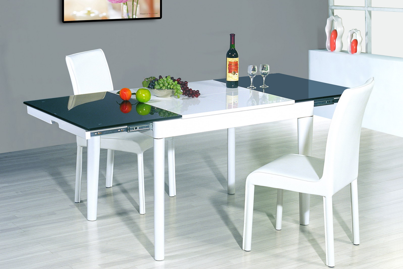 Contemporary Dining With Cool Contemporary Dining Room Sets With White Chairs Furnished With Folding Table Of White Furniture Completed With Beverage And Fruits Table Decorations Dining Room The Design Contemporary Dining Room Sets