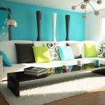 Living Room Applying Cool Living Room Color Ideas Applying Blue Accent Wall Color Completed With White Sofa Bed And Black Lounge Table On Soft Rug Also Furnished With Flooring Stand Lamp Living Room Find The Best Living Room Color Ideas
