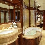 Master Bathroom Granite Cool Master Bathroom Ideas Applying Granite Design With Bathtub Furnished By Double Handle Faucet In Golden Color And Completed With Vessel Sink Coupled By Mirror Bathroom Master Bathroom Ideas: Choosing The Ceramic