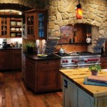 Orange Pendant Rock Cool Orange Pendant Light Also Rock Wall Design And Hardwood Floor For Rustic Kitchen Idea Kitchen  Awesome Designs From Rustic Kitchen Ideas 