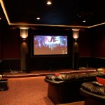 Recessed Lighting Theater Cool Recessed Lighting For Home Theater Idea Feat Black Leather Sofa And Dark Red Painted Wall Decoration  Make Your Own Private Home Theatre 