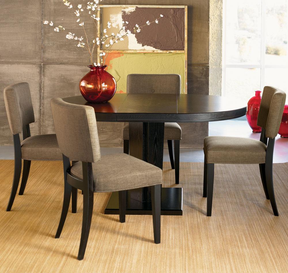 Round Black Red Cool Round Black Table With Red Glass Centerpiece And Contemporary Upholstered Dining Room Chairs Set Dining Room  Having Good Time In A Contemporary Dining Room Sets 