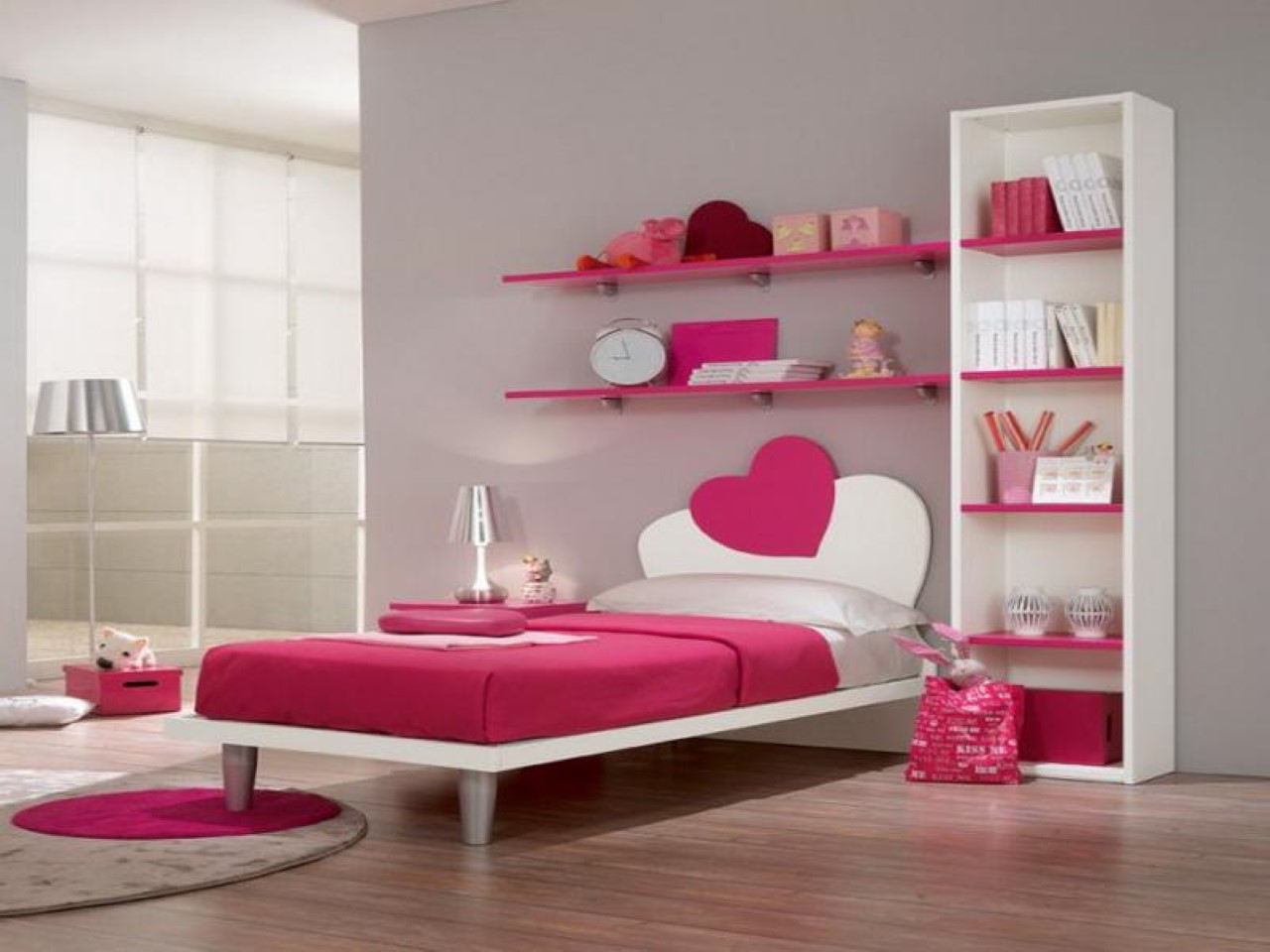 Wall Shelf Heart Cool Wall Shelf Design Also Heart Shaped Headboard In Exclusive Girl Bedroom Idea Feat Oversized Window Bedroom Chic Minimalist Girl Bedrooms That Blend Impressive With Practicality