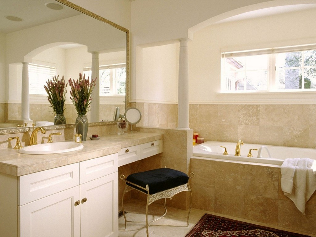 Wrought Iron Vanity Cool Wrought Iron Bench Bathroom Vanity Idea Feat Large Wall Mirror Design And Rectangular Bathtub  Bathroom  Impressing Bathroom Vanity From Bathroom Vanity Ideas 
