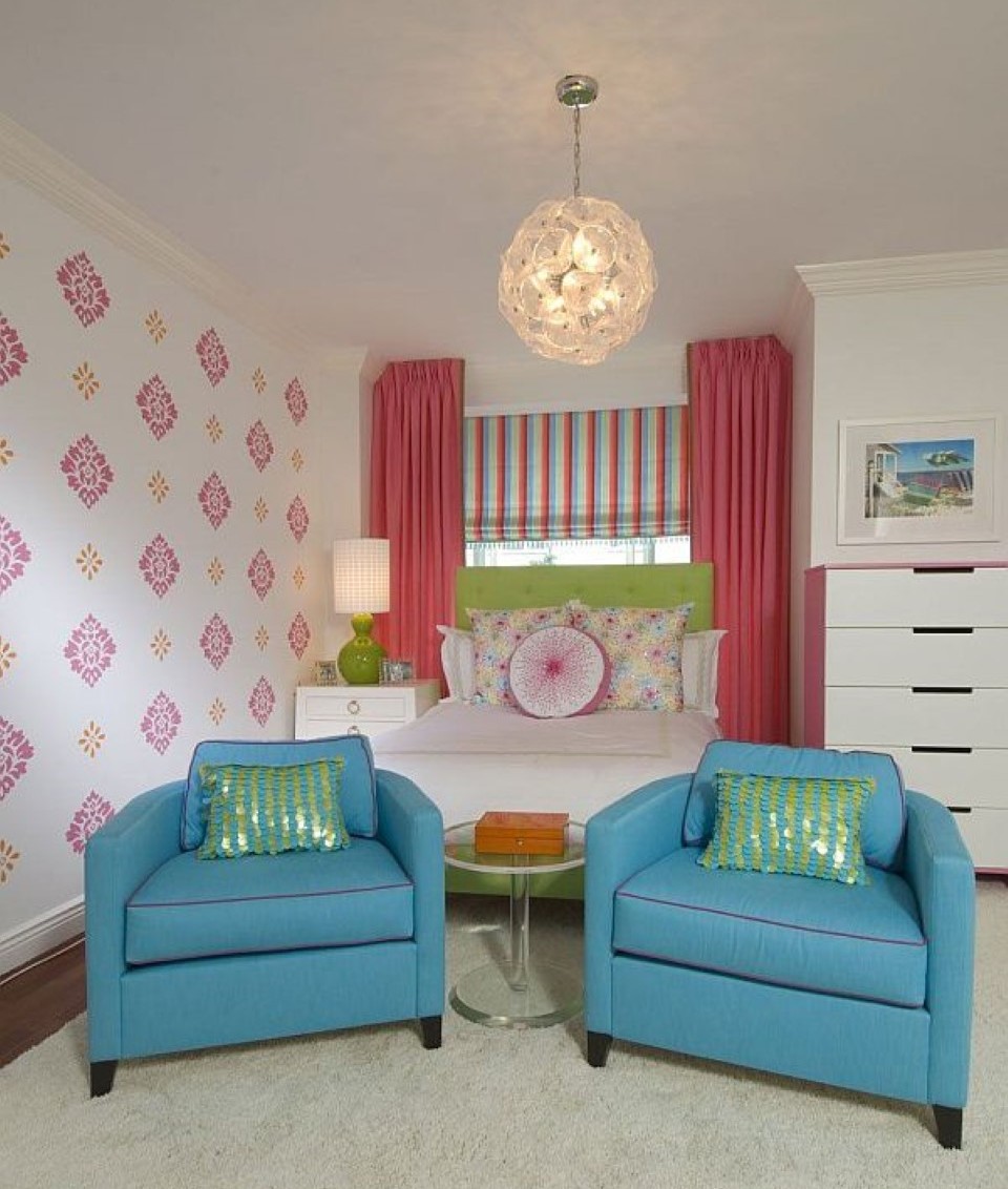Girl Bedroom Blue Coolest Girl Bedroom Furniture With Blue Armchairs Also Pink Window Curtain Idea Plus Stunning Pendant Light Bedroom Girl Bedroom Decoration Ideas Added With Simple Furniture