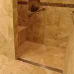 Shower Present Designed Cubical Shower Present Bench And Designed With Tile Wall Also Floor Plus Paired With Wave In Linear Drain Bathroom  Interesting Showers With Linear Drain 