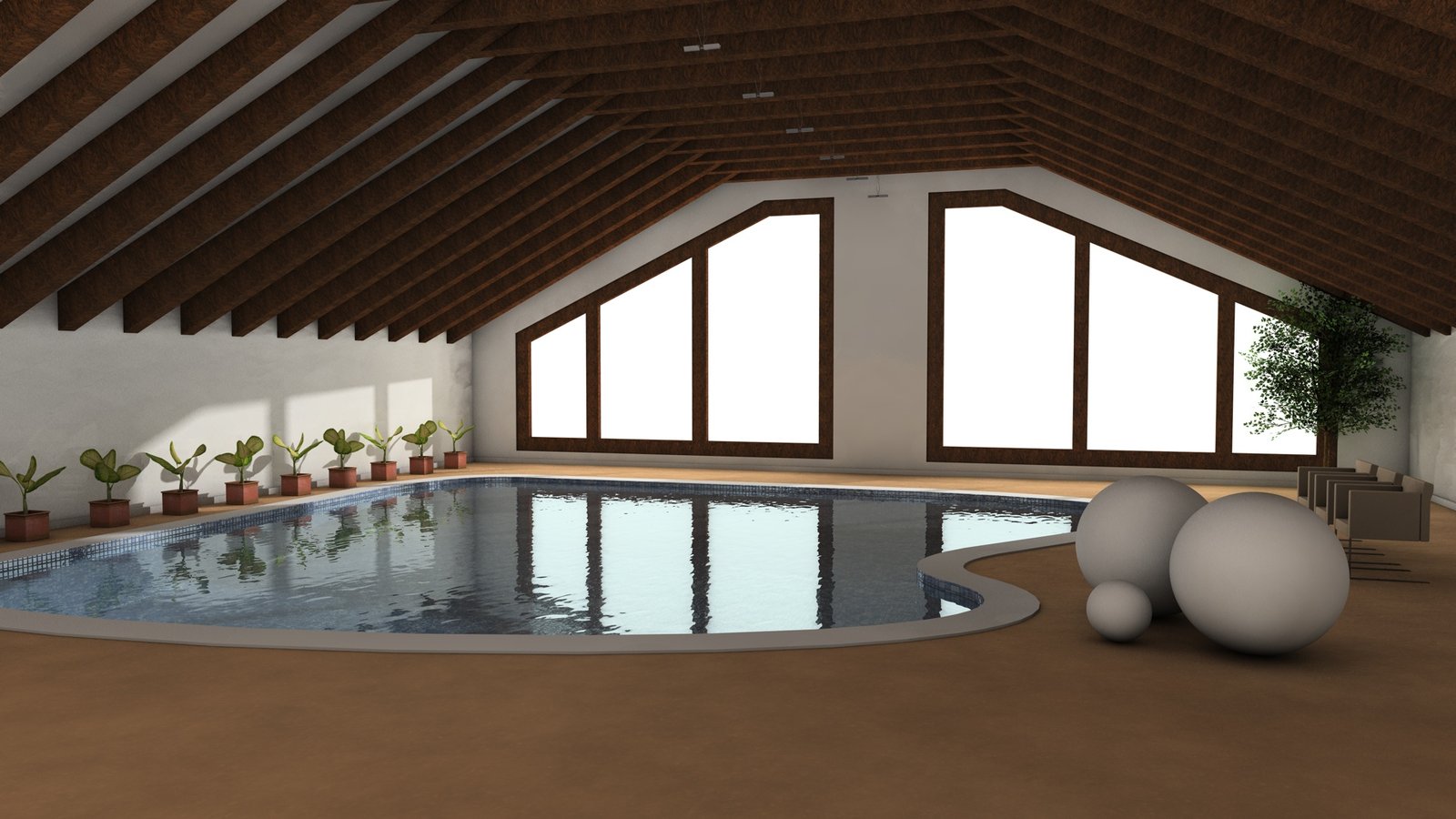Indoor Swimming Using Custom Indoor Swimming Pool Design Using Unique Pool Shape Decorated With Wooden Log Ceiling And Unique White Furniture Pool Indoor Swimming Pool Covered In Awesomeness