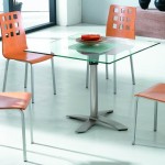 Orange Chairs Legs Cute Orange Chairs With Metal Legs Plus White Painted Floor Idea Feat Modern Small Square Dining Table   Small Dining Table For Minimalist Stylish Design 