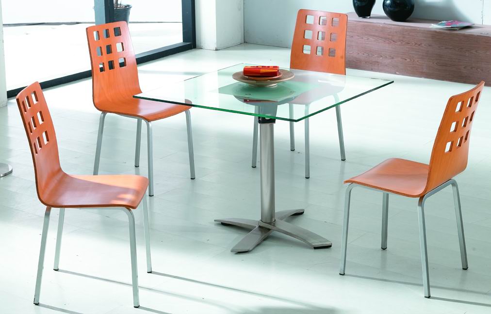 Orange Chairs Legs Cute Orange Chairs With Metal Legs Plus White Painted Floor Idea Feat Modern Small Square Dining Table  Dining Room  Small Dining Table For Minimalist Stylish Design 