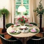 Pink Candles Green Cute Pink Candles Feat Round Green Plate Runner And Pretty Glass Flower Vase Dining Table Decor Dining Room  Beautiful Dining Table Decors That Can Increase Your Appetite 