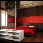 Wooden Wall Red Dark Wooden Wall Panels And Red Blanket Also White Shelves Bedroom 10 Beautiful Red Accent For Stunning Bedroom Designs