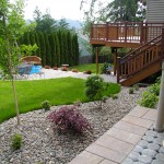 Gravel And Feat Dazzling Gravel And Lush Lawn Feat Great Hedges Backyard Landscaping Idea Plus Wrought Iron Chairs Backyard  Natural Backyard Landscaping Design 