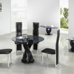White Dining Applying Dazzling White Dining Room Color Applying Black Furniture With Black Sleek Round Dining Room Tables In Spiral Pedestal Design And Furnished With Chairs Dining Room Perfect Round Dining Room Tables