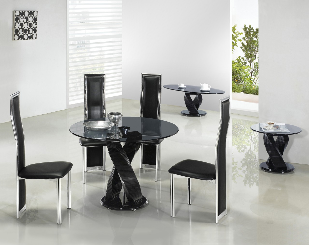 White Dining Applying Dazzling White Dining Room Color Applying Black Furniture With Black Sleek Round Dining Room Tables In Spiral Pedestal Design And Furnished With Chairs Dining Room Perfect Round Dining Room Tables