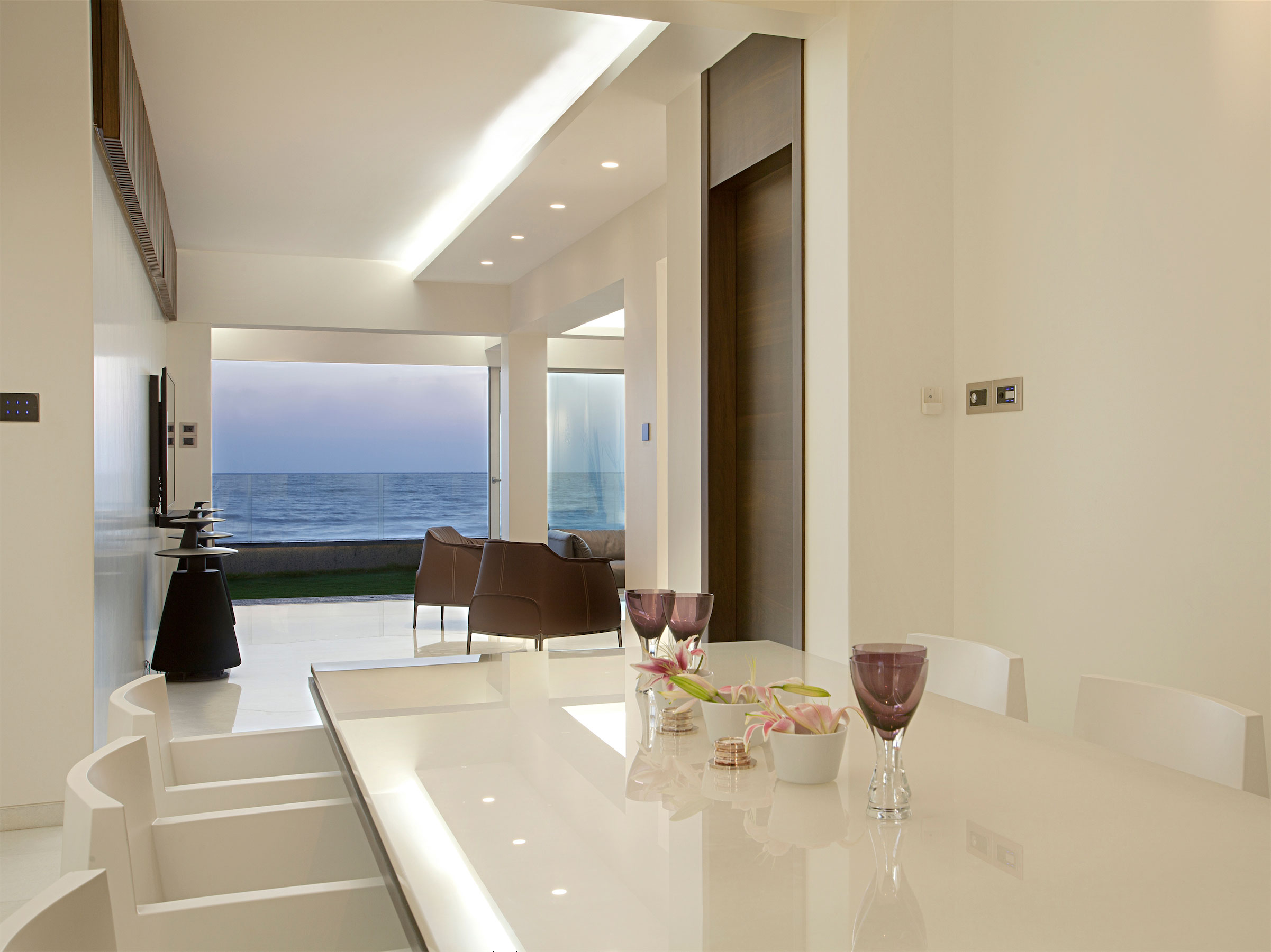 Room Beach With Dining Room Beach Apartment Design With White Interior Color Decorating Ideas Plus Glass Top Table And Chairs Apartment Stylish Beach Apartment With Stunning Terrace And Ocean View
