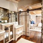 Barn Sliding Mixed Durable Barn Sliding Wooden Door Mixed With Rustic Bathroom Ideas And Glowing Master Bedroom Style Bathroom Traditional Wooden Made Furniture And Simple Fixtures Inside Rustic Bathroom Design