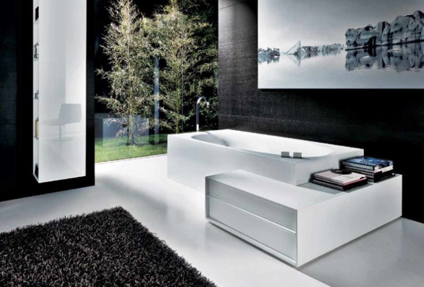 White And Schemed Elegance White And Black Color Schemed Bathrooms Decorating Ideas For Small Home With Remarkable White Bathtub Design And Unique Stainless Steel Faucet Designs Bathroom The Most Comfortable Bathroom Decorating Ideas