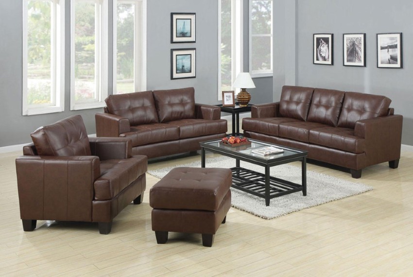 Brown Leather Tufted Elegant Brown Leather Couch With Tufted Back Idea Plus Square Ottoman And White Shag Living Room Rug Feat Simple Coffee Table Furniture  Brown Leather Couch Is Ready To Turn You Classic 