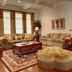 Country Living With Elegant Country Living Room Idea With Heart Shaped Ottoman Feat Embroidered Rug And Plush Bay Window Curtain Plus Brown Upholstered Sofa Living Room  Beautiful Country Living Room Ideas 