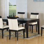 Rectangular Area Black Elegant Rectangular Area Carpet Plus Black Wooden Cabinets And Simple White Leather Dining Chairs  White Leather Dining Chairs Inducing Beauty As Well As Elegance 