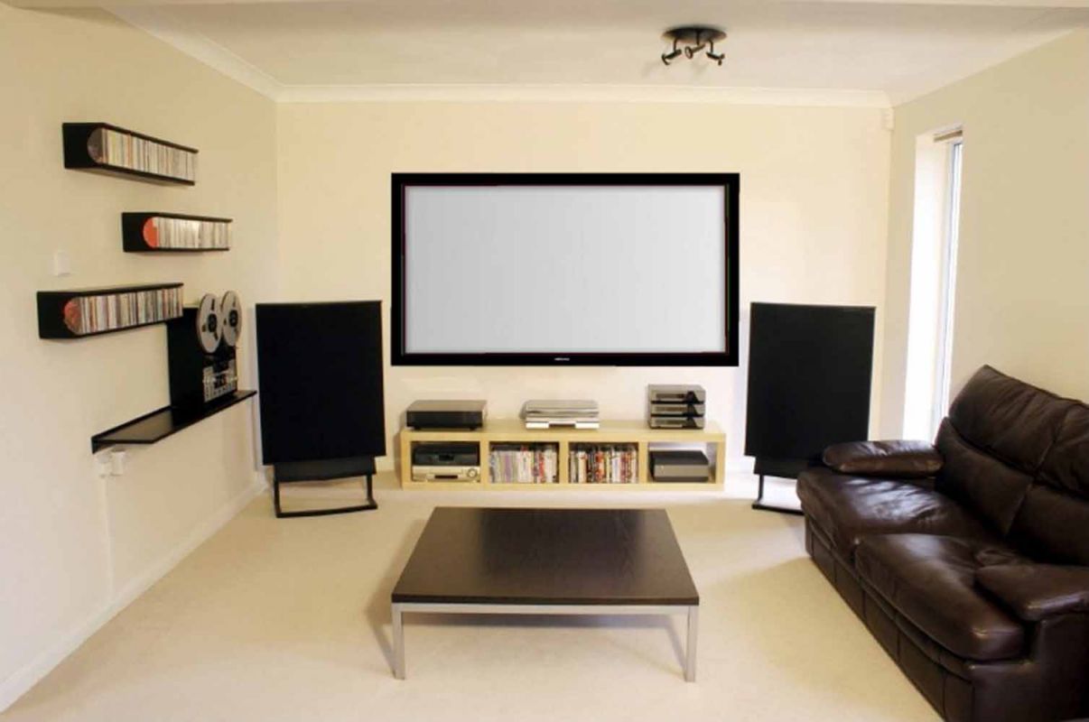 Small Theatre With Elegant Small Theater Room Ideas With Traditional Brown Leather Sofa And Stylish Apartment Storage Ideas Apartment Multi Purpose And Combo Furniture For Your Apartment Storage
