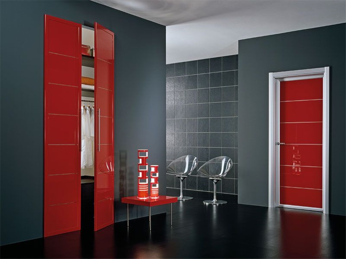 Contemporary Entryway Door Enchanting Contemporary Entryway In Red Door Interiors Applying Grey Wall Color Decorated With Wall Frames And Completed With Table Lighting On Cupboard Exterior Red Front Door As Surprising Door Design For Modern Home
